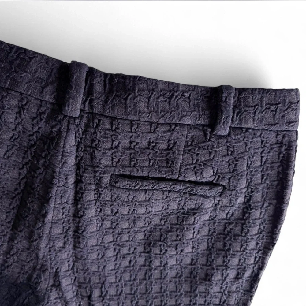 Tory Burch Kayden Basketweave Navy Pants (Small)